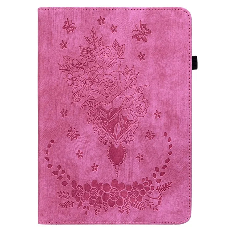 For Honor Pad X8a Case Card Holder Anti-Scratch Leather Cover Rose Flower Imprint