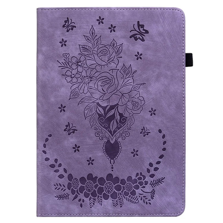 For Honor Pad X8a Case Card Holder Anti-Scratch Leather Cover Rose Flower Imprint