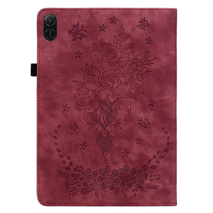 For Honor Pad X8a Case Card Holder Anti-Scratch Leather Cover Rose Flower Imprint