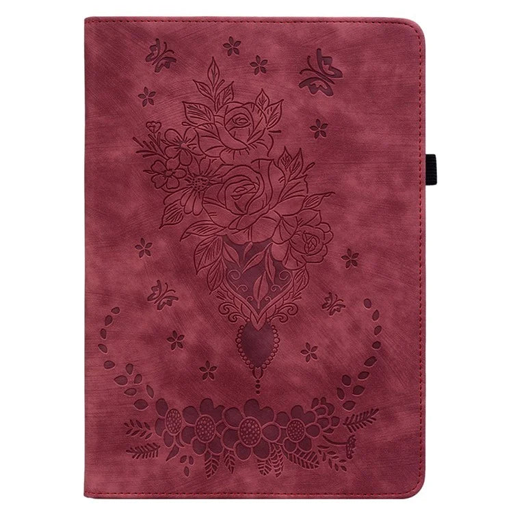 For Honor Pad X8a Case Card Holder Anti-Scratch Leather Cover Rose Flower Imprint