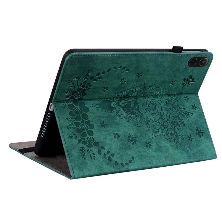 For Honor Pad X8a Case Card Holder Anti-Scratch Leather Cover Rose Flower Imprint