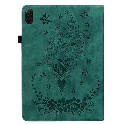 For Honor Pad X8a Case Card Holder Anti-Scratch Leather Cover Rose Flower Imprint