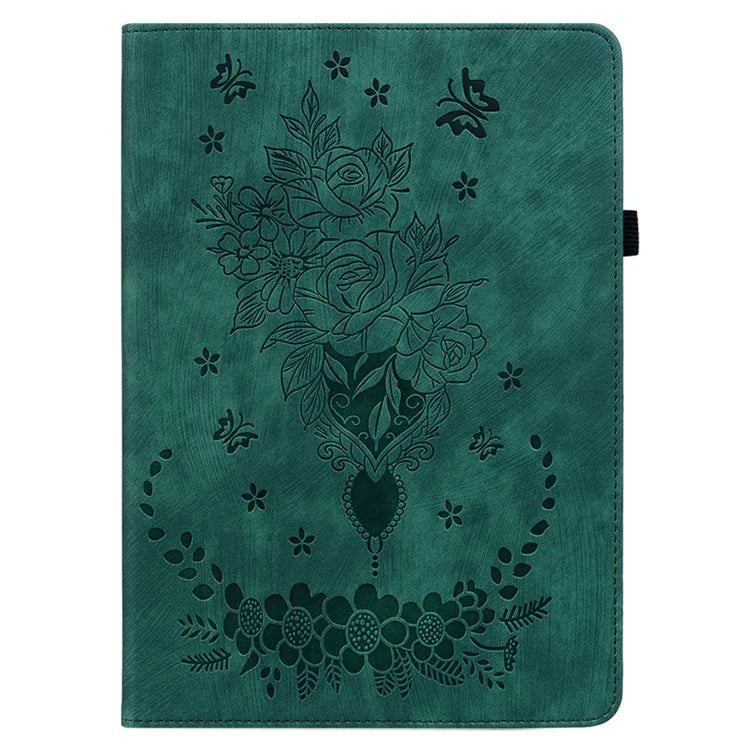 For Honor Pad X8a Case Card Holder Anti-Scratch Leather Cover Rose Flower Imprint