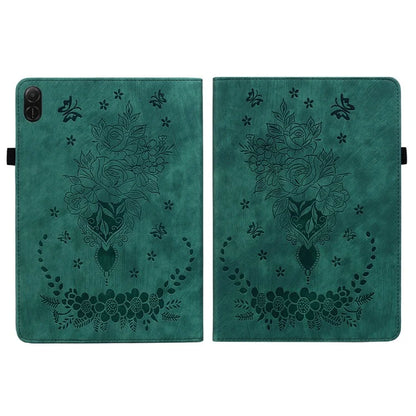 For Honor Pad X8a Case Card Holder Anti-Scratch Leather Cover Rose Flower Imprint