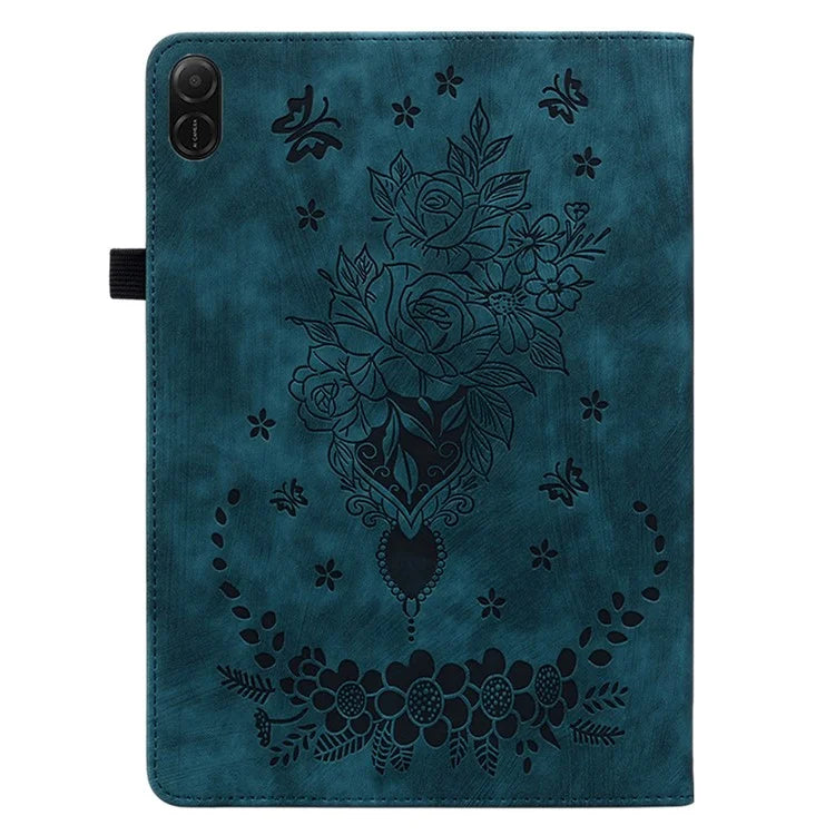 For Honor Pad X8a Case Card Holder Anti-Scratch Leather Cover Rose Flower Imprint
