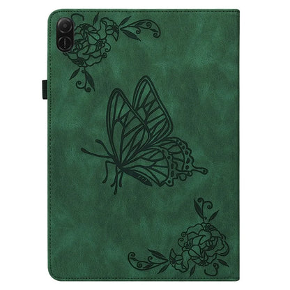 For Honor Pad X8a Case Butterfly Flower Imprint PU Leather Tablet Cover with Card Slots