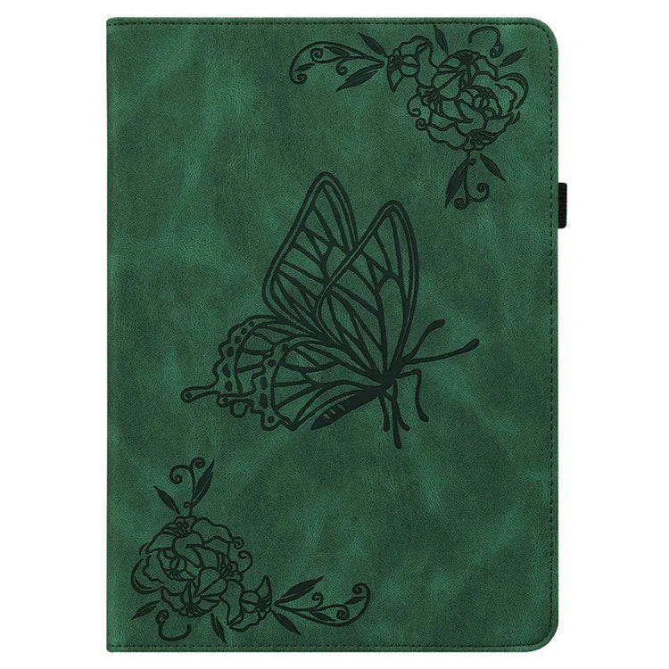 For Honor Pad X8a Case Butterfly Flower Imprint PU Leather Tablet Cover with Card Slots