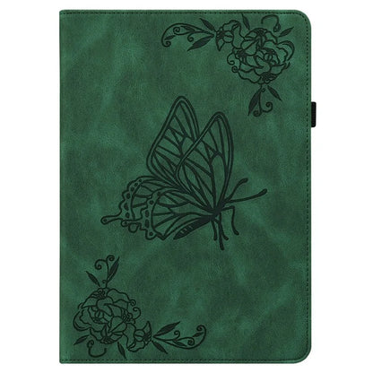 For Honor Pad X8a Case Butterfly Flower Imprint PU Leather Tablet Cover with Card Slots