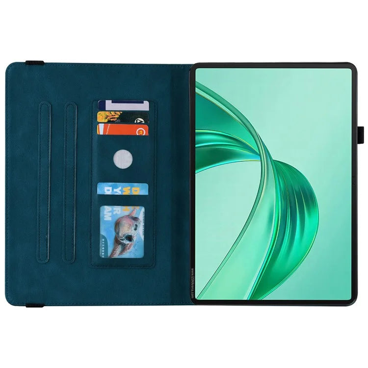 For Honor Pad X8a Case Butterfly Flower Imprint PU Leather Tablet Cover with Card Slots