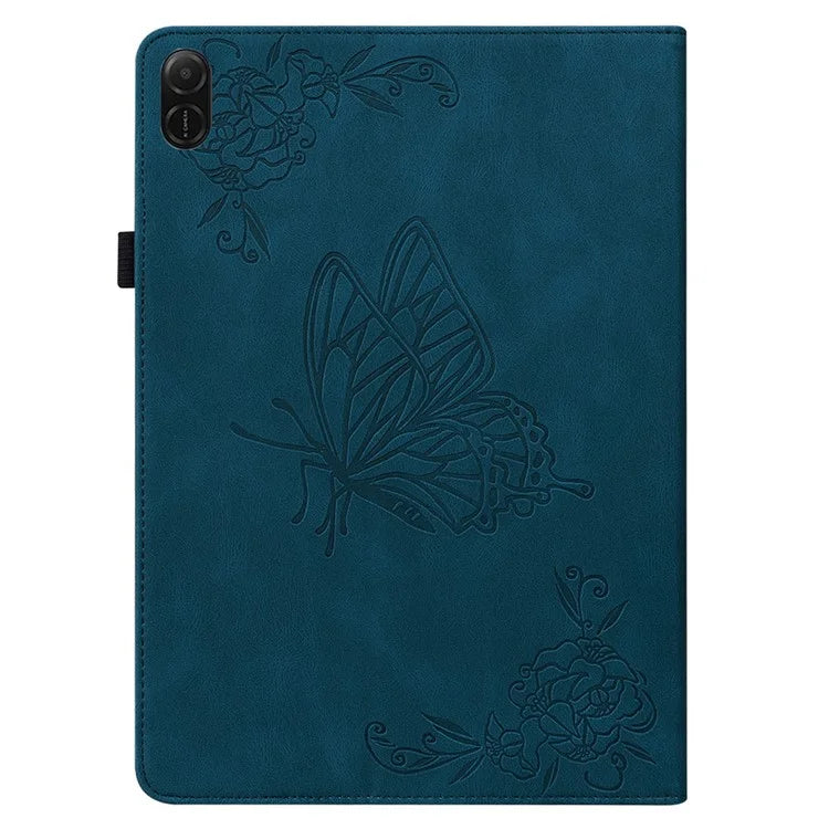 For Honor Pad X8a Case Butterfly Flower Imprint PU Leather Tablet Cover with Card Slots