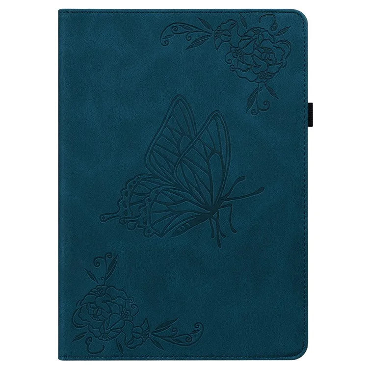 For Honor Pad X8a Case Butterfly Flower Imprint PU Leather Tablet Cover with Card Slots
