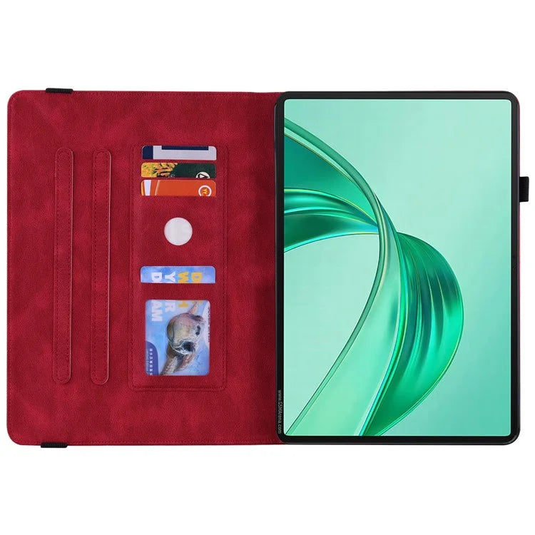 For Honor Pad X8a Case Butterfly Flower Imprint PU Leather Tablet Cover with Card Slots