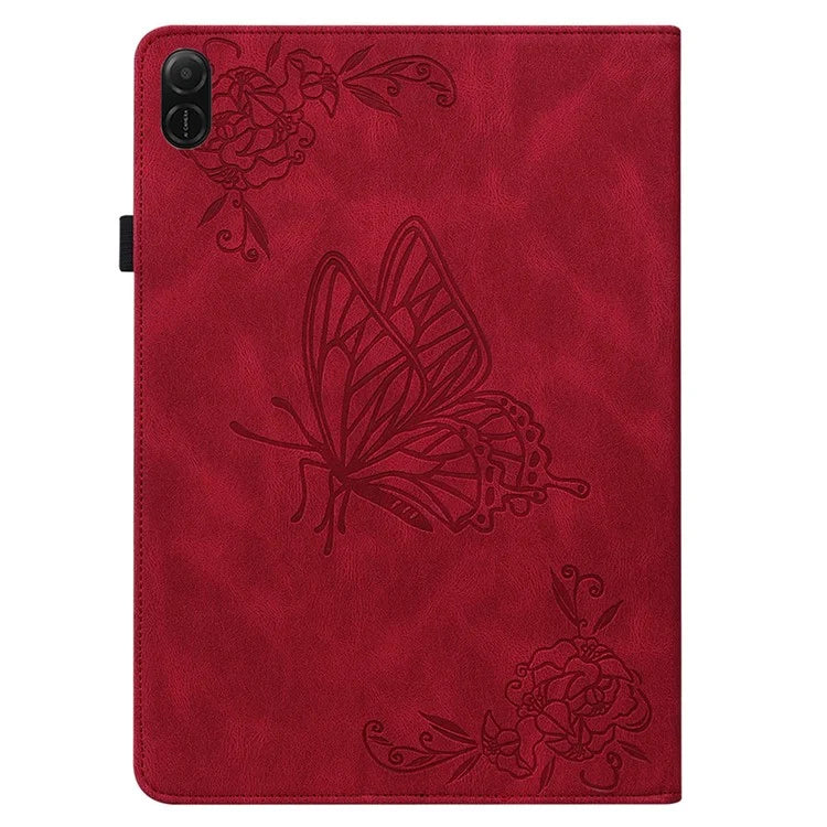 For Honor Pad X8a Case Butterfly Flower Imprint PU Leather Tablet Cover with Card Slots