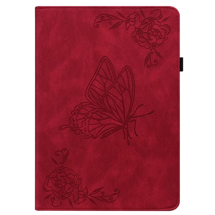 For Honor Pad X8a Case Butterfly Flower Imprint PU Leather Tablet Cover with Card Slots
