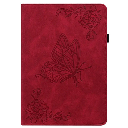 For Honor Pad X8a Case Butterfly Flower Imprint PU Leather Tablet Cover with Card Slots