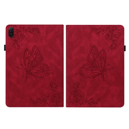 For Honor Pad X8a Case Butterfly Flower Imprint PU Leather Tablet Cover with Card Slots