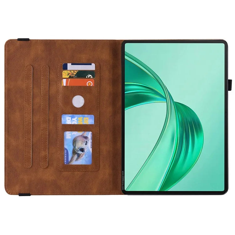 For Honor Pad X8a Case Butterfly Flower Imprint PU Leather Tablet Cover with Card Slots