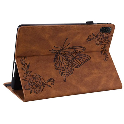 For Honor Pad X8a Case Butterfly Flower Imprint PU Leather Tablet Cover with Card Slots