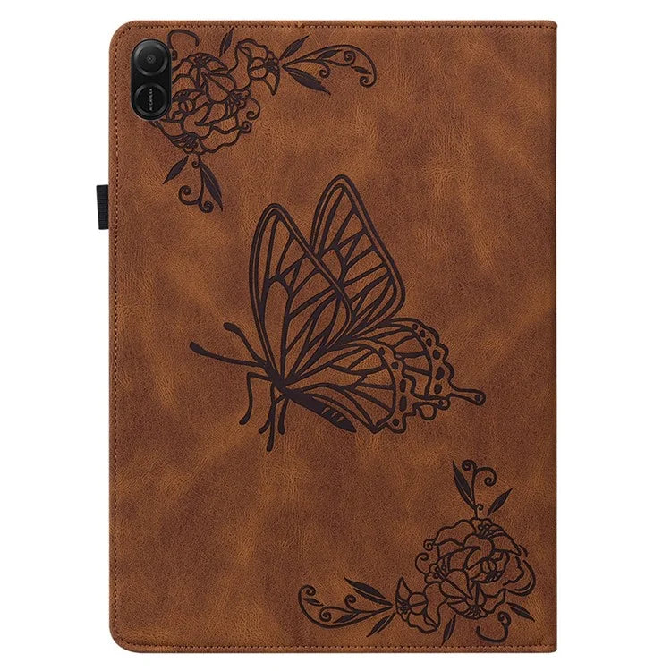 For Honor Pad X8a Case Butterfly Flower Imprint PU Leather Tablet Cover with Card Slots