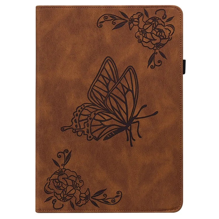 For Honor Pad X8a Case Butterfly Flower Imprint PU Leather Tablet Cover with Card Slots
