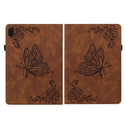 For Honor Pad X8a Case Butterfly Flower Imprint PU Leather Tablet Cover with Card Slots