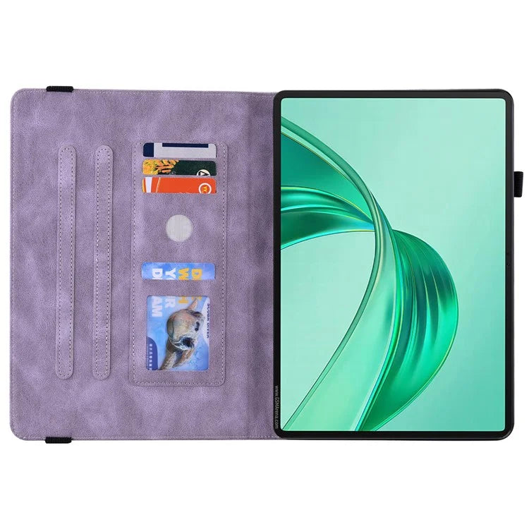 For Honor Pad X8a Case Butterfly Flower Imprint PU Leather Tablet Cover with Card Slots