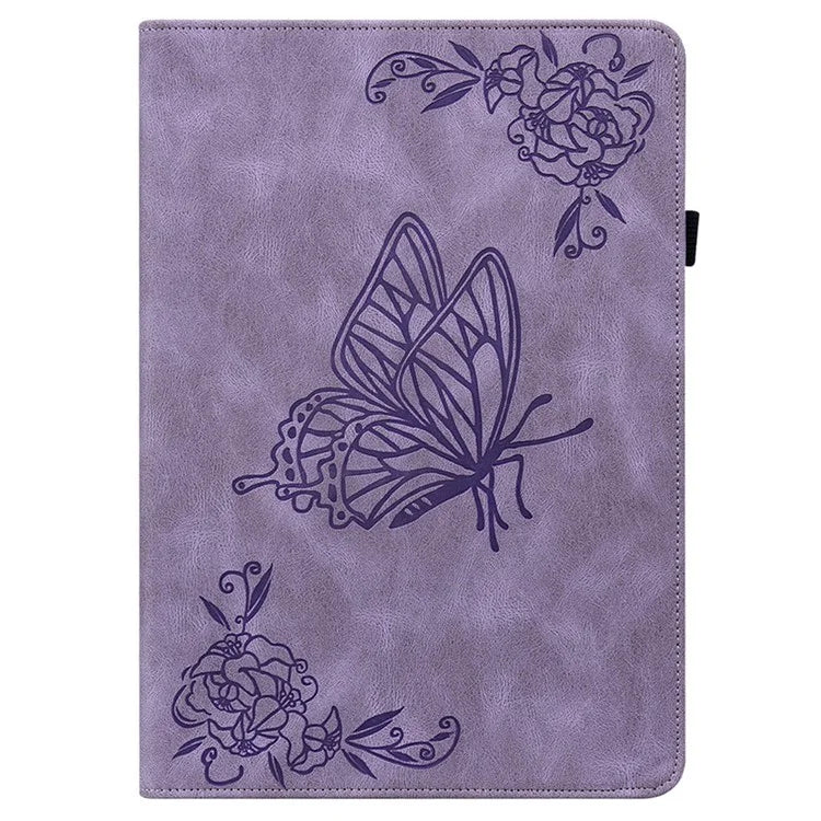 For Honor Pad X8a Case Butterfly Flower Imprint PU Leather Tablet Cover with Card Slots