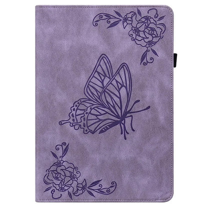 For Honor Pad X8a Case Butterfly Flower Imprint PU Leather Tablet Cover with Card Slots