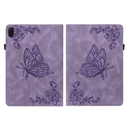 For Honor Pad X8a Case Butterfly Flower Imprint PU Leather Tablet Cover with Card Slots