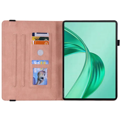 For Honor Pad X8a Case Butterfly Flower Imprint PU Leather Tablet Cover with Card Slots