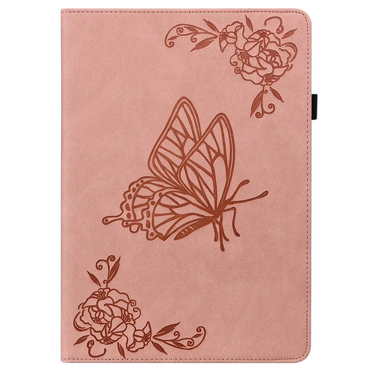 For Honor Pad X8a Case Butterfly Flower Imprint PU Leather Tablet Cover with Card Slots
