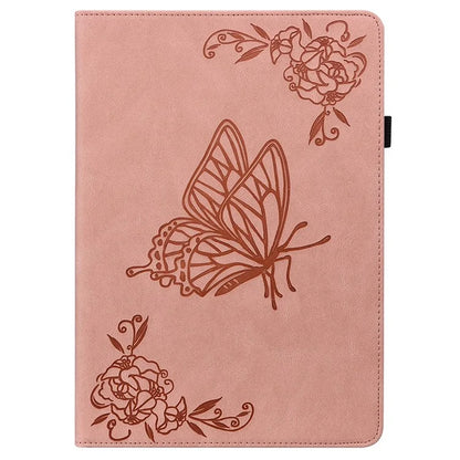 For Honor Pad X8a Case Butterfly Flower Imprint PU Leather Tablet Cover with Card Slots