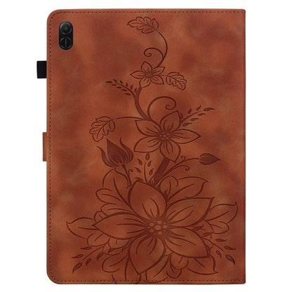 For Honor Pad X8a Case Lily Flower Imprint Card Slots Leather Tablet Cover