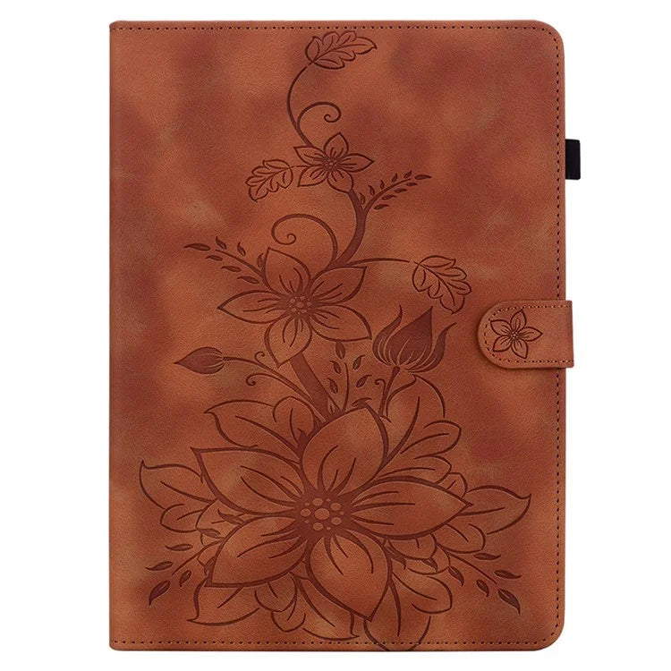 For Honor Pad X8a Case Lily Flower Imprint Card Slots Leather Tablet Cover