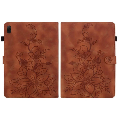For Honor Pad X8a Case Lily Flower Imprint Card Slots Leather Tablet Cover