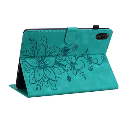 For Honor Pad X8a Case Lily Flower Imprint Card Slots Leather Tablet Cover