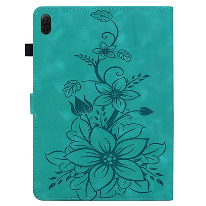 For Honor Pad X8a Case Lily Flower Imprint Card Slots Leather Tablet Cover