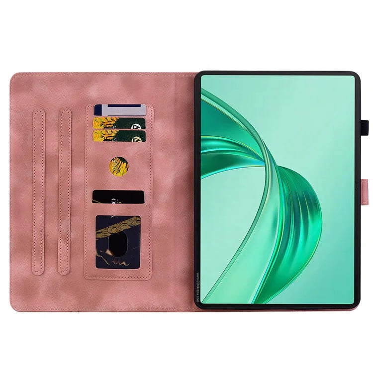 For Honor Pad X8a Case Lily Flower Imprint Card Slots Leather Tablet Cover