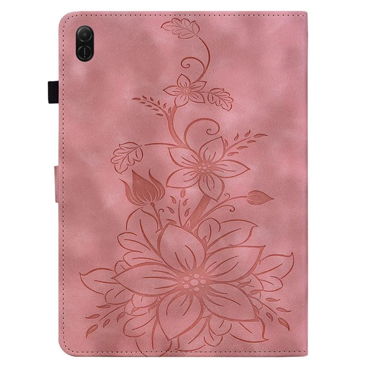 For Honor Pad X8a Case Lily Flower Imprint Card Slots Leather Tablet Cover