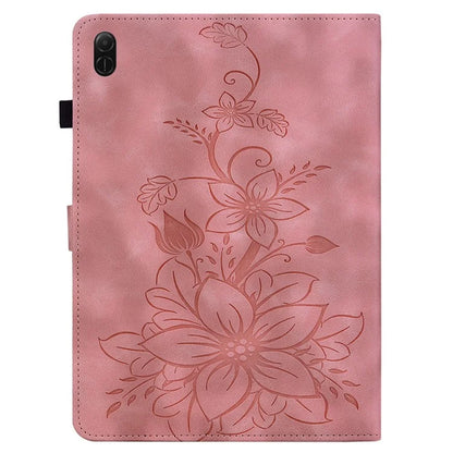For Honor Pad X8a Case Lily Flower Imprint Card Slots Leather Tablet Cover