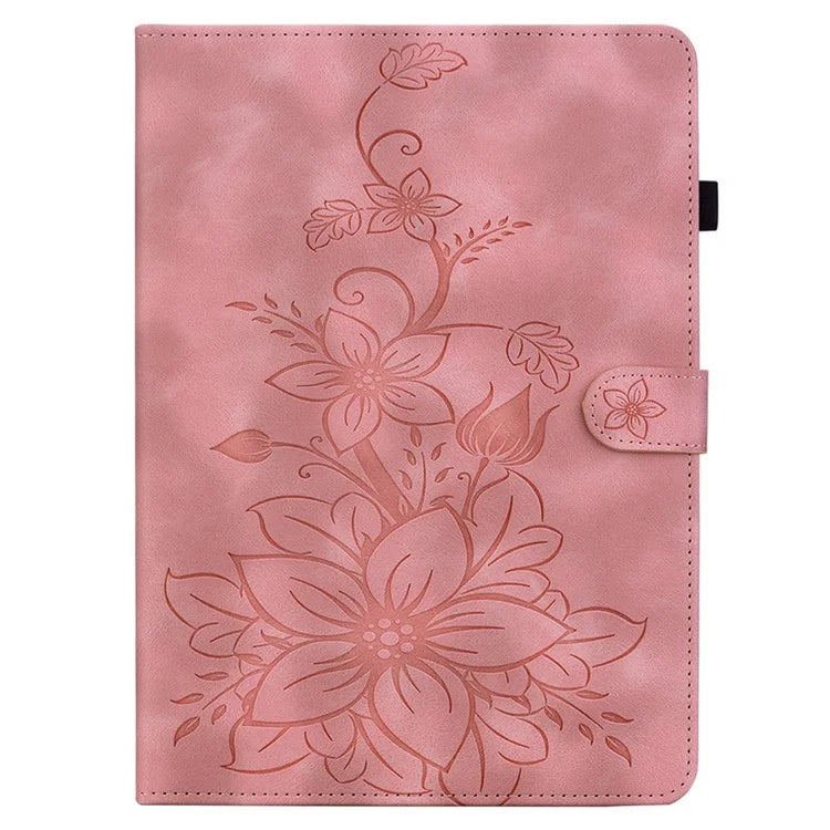For Honor Pad X8a Case Lily Flower Imprint Card Slots Leather Tablet Cover