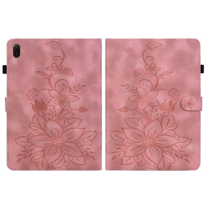 For Honor Pad X8a Case Lily Flower Imprint Card Slots Leather Tablet Cover