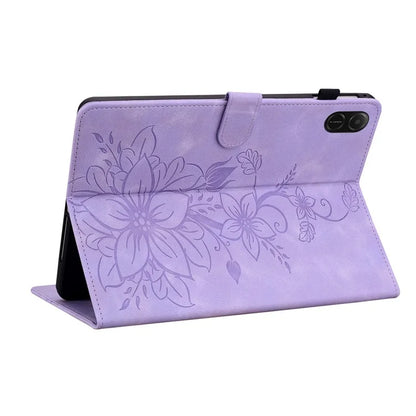 For Honor Pad X8a Case Lily Flower Imprint Card Slots Leather Tablet Cover