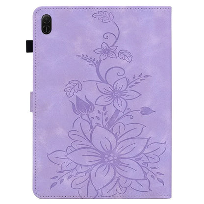 For Honor Pad X8a Case Lily Flower Imprint Card Slots Leather Tablet Cover