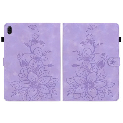 For Honor Pad X8a Case Lily Flower Imprint Card Slots Leather Tablet Cover
