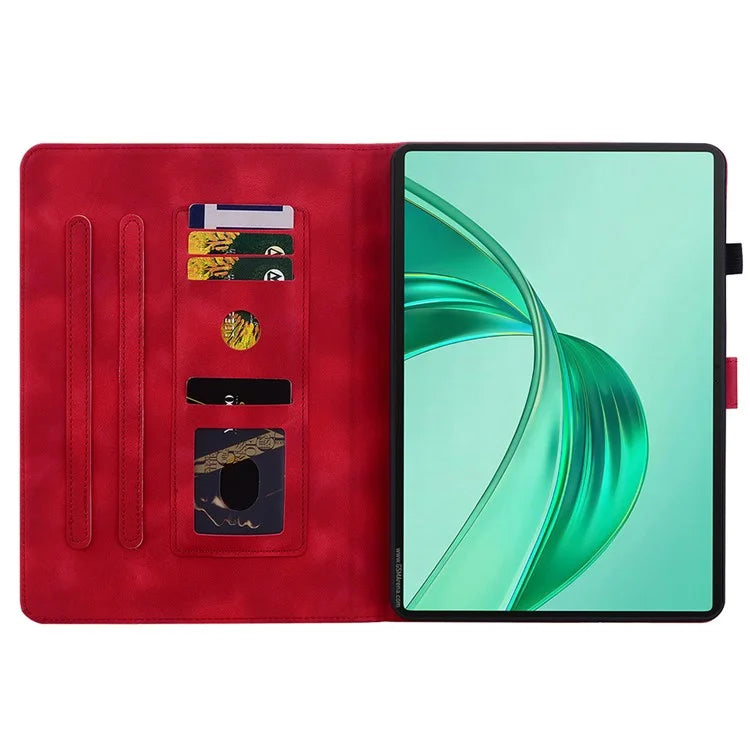 For Honor Pad X8a Case Lily Flower Imprint Card Slots Leather Tablet Cover