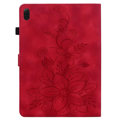For Honor Pad X8a Case Lily Flower Imprint Card Slots Leather Tablet Cover