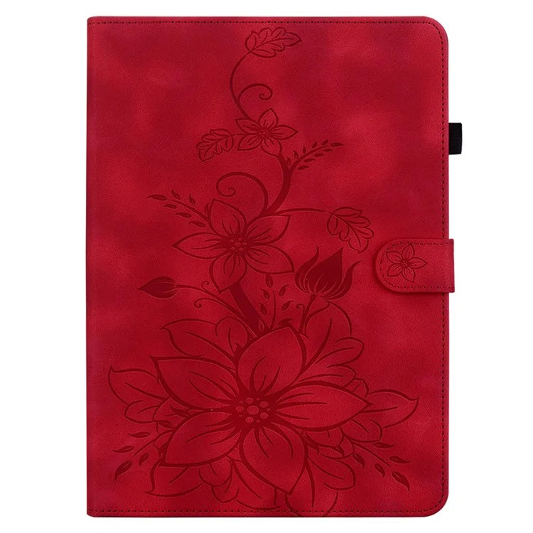 For Honor Pad X8a Case Lily Flower Imprint Card Slots Leather Tablet Cover