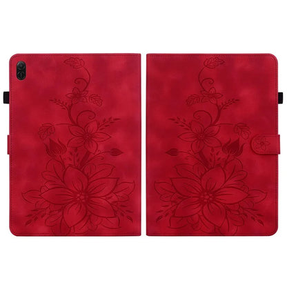 For Honor Pad X8a Case Lily Flower Imprint Card Slots Leather Tablet Cover