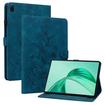 For Honor Pad X8a Case Lily Flower Imprint Card Slots Leather Tablet Cover